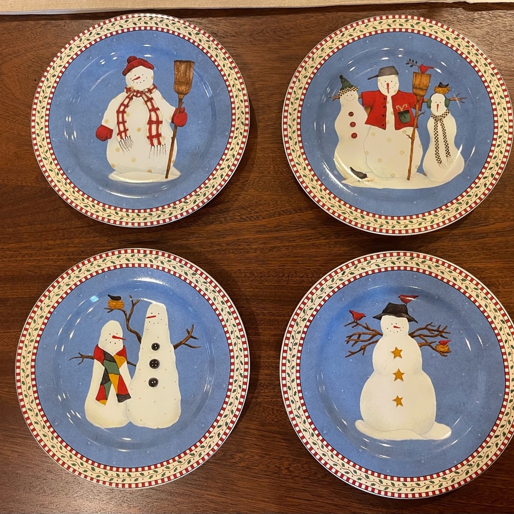 Debbie Mumm Snowman Luncheon Plates, set of 4